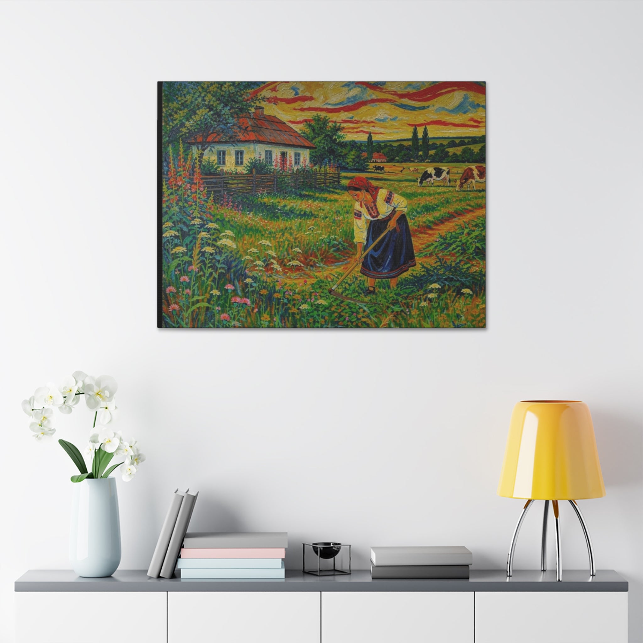 Harvesting Under a Golden Sky  Canvas Stretched, 1.5''