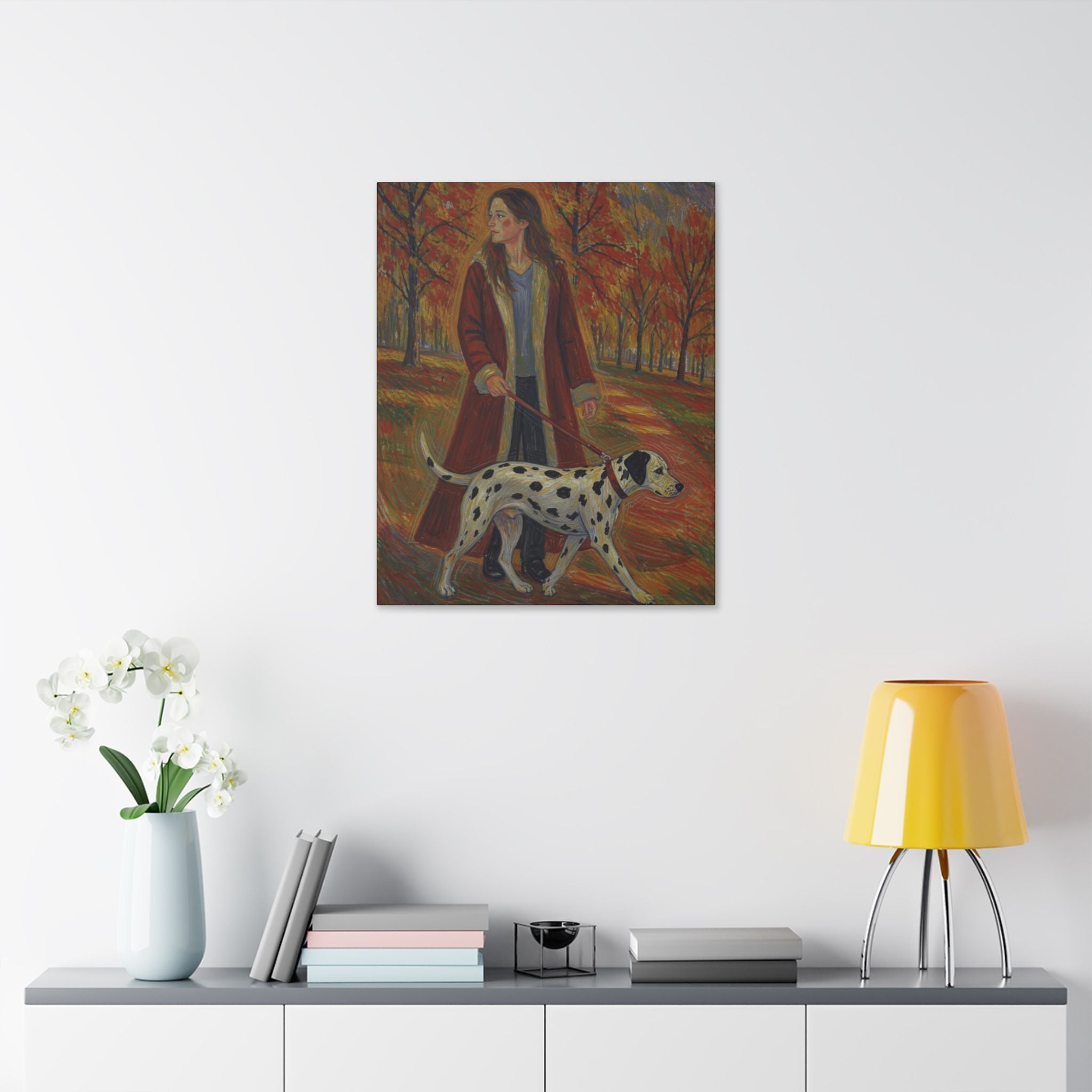 Autumn Stroll with a Friend  Classic Stretched Canvas