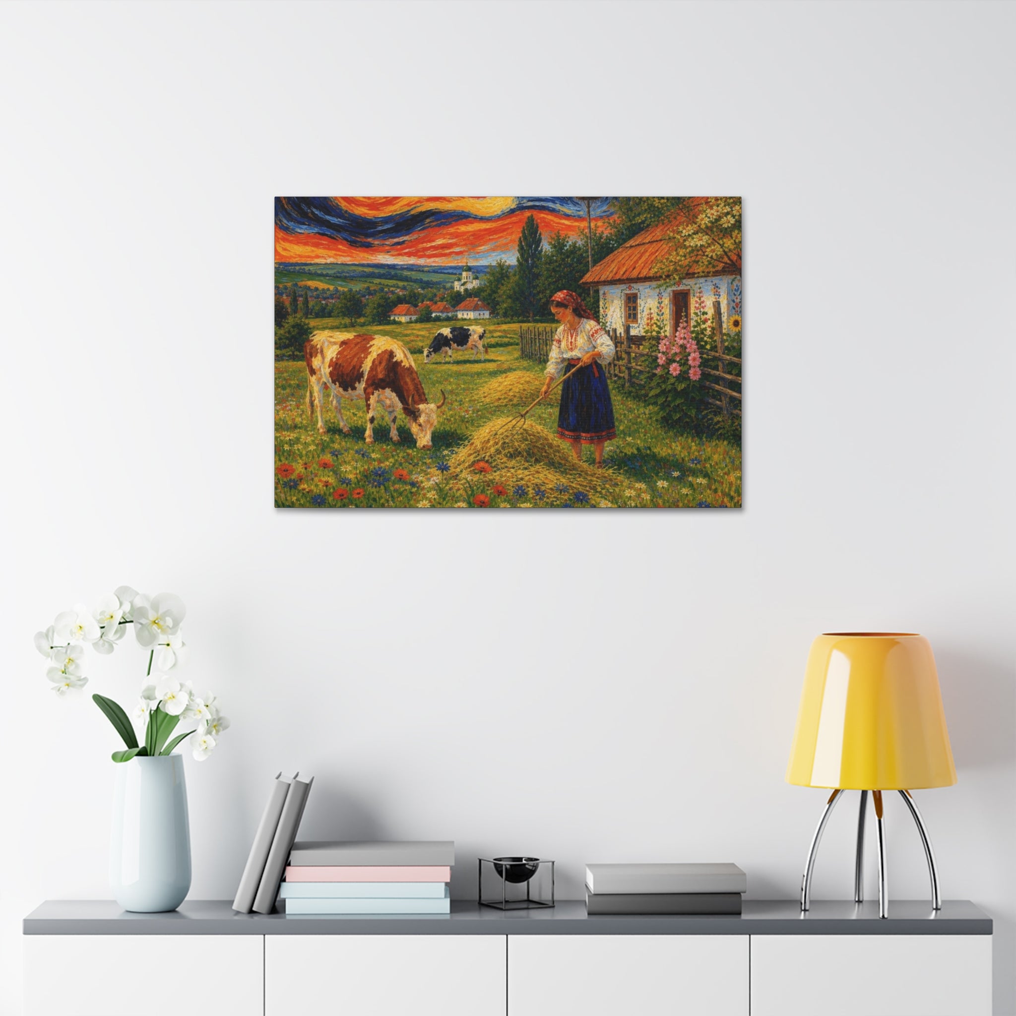 Harvesting Under a Golden Sky  Canvas Stretched, 1.5''