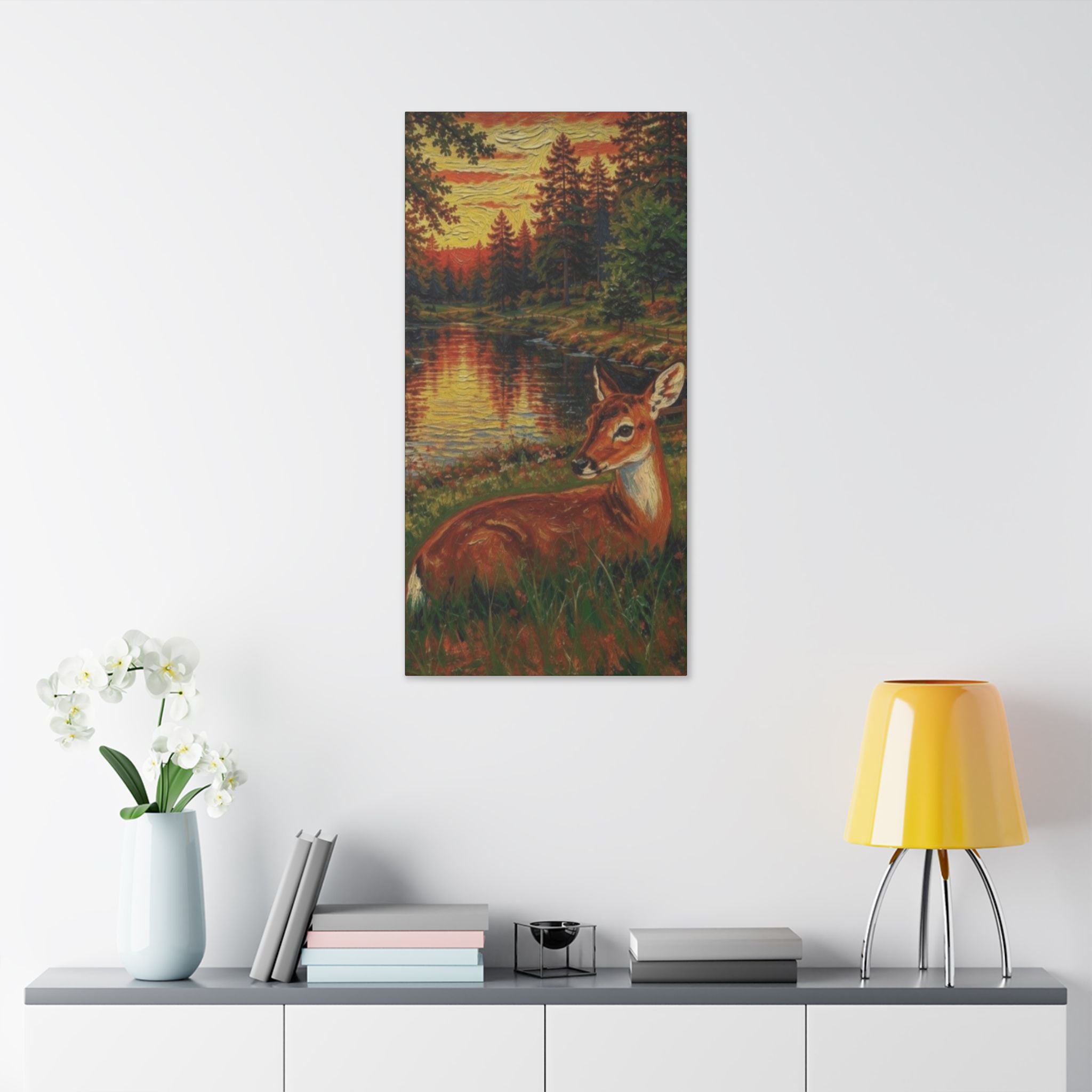 Twilight Guardian by the Woodland Stream  Classic Stretched Canvas