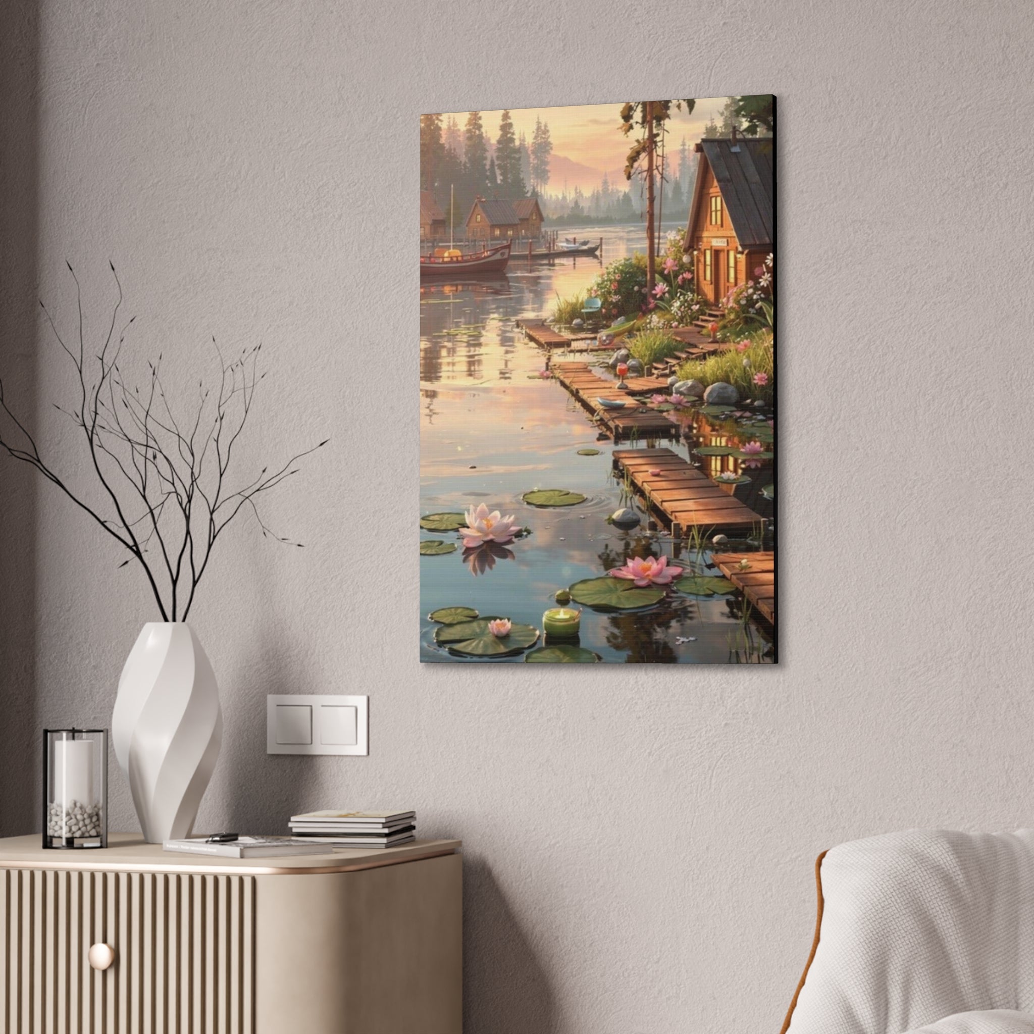 Lakeside Dreams at Dawn   Canvas Stretched, 0.75"