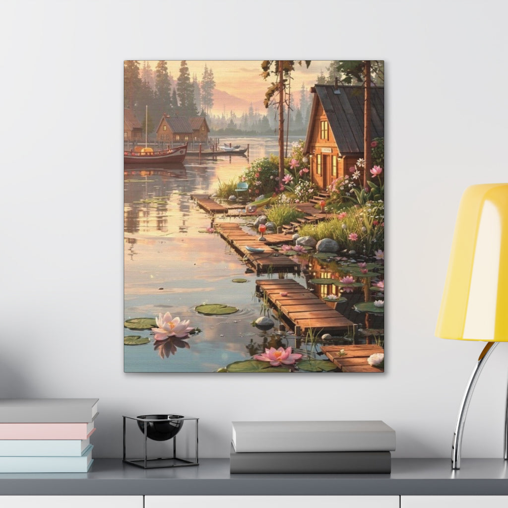 Lakeside Dreams at Dawn   Canvas Stretched, 0.75"