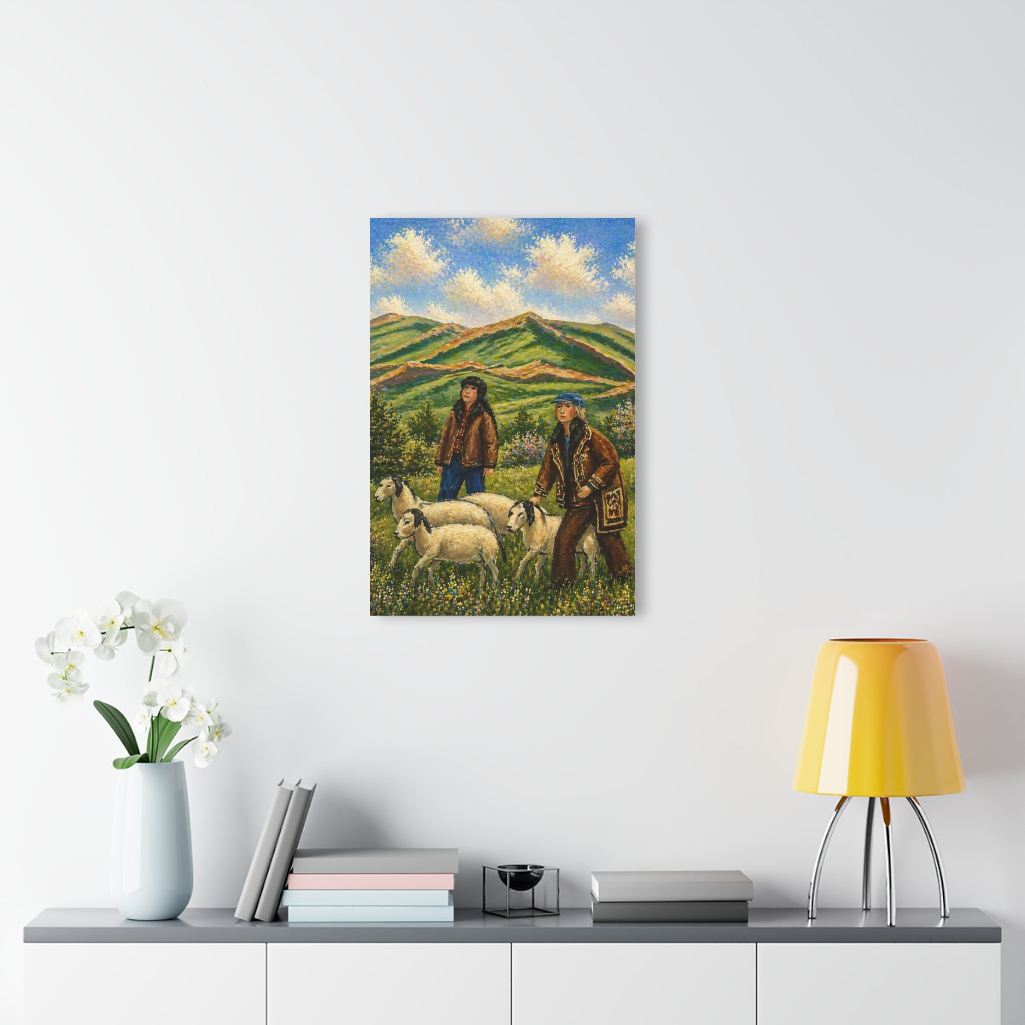 Mountain Shepherds – Rustic Countryside Acrylic Wall Art