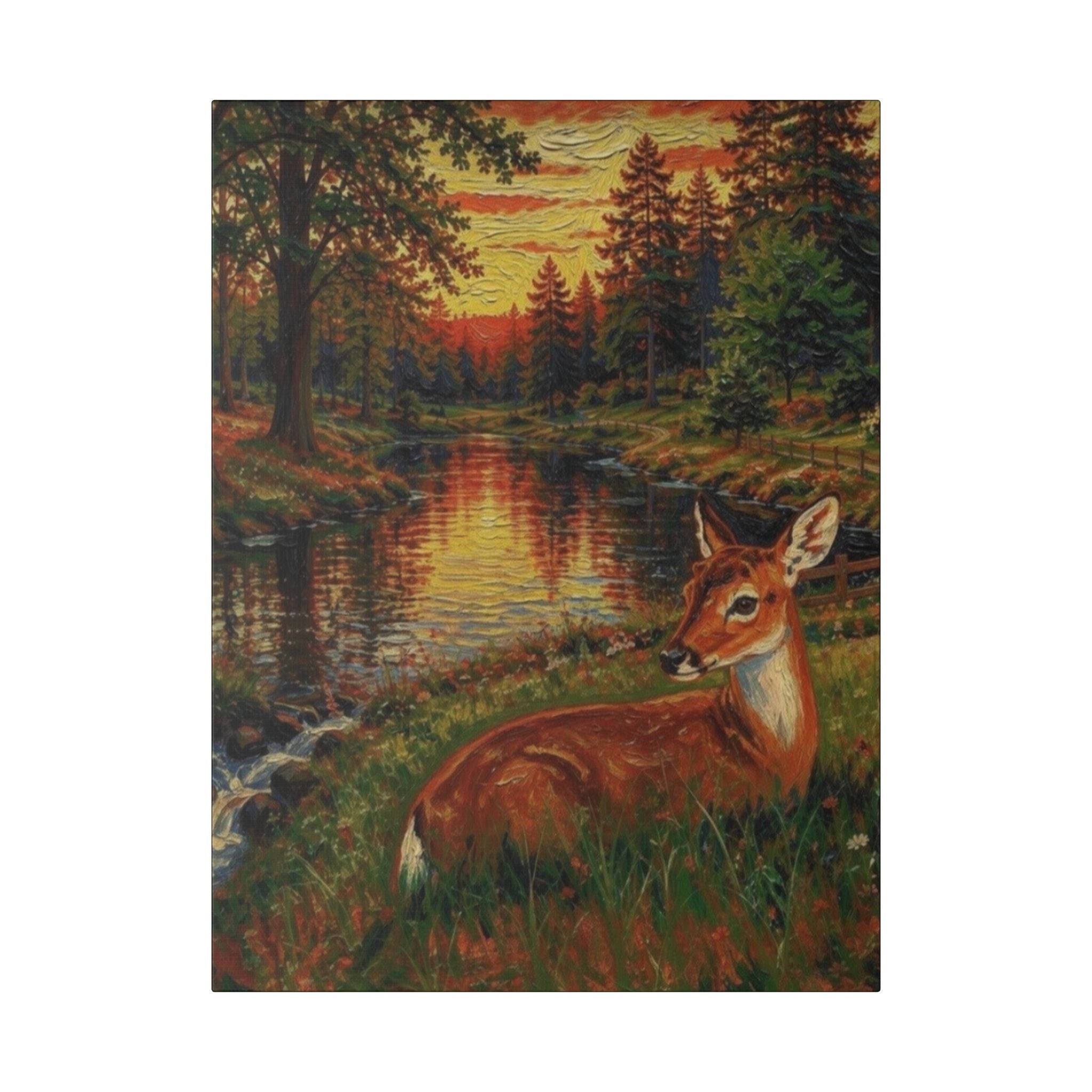 Twilight Guardian by the Woodland Stream  Classic Stretched Canvas