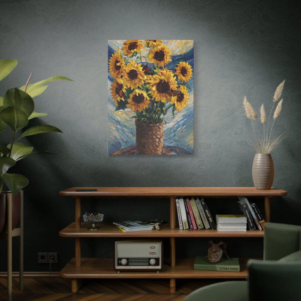 Sunflowers Beneath a Whirling Sky  Matte Canvas, Stretched, 1.25"
