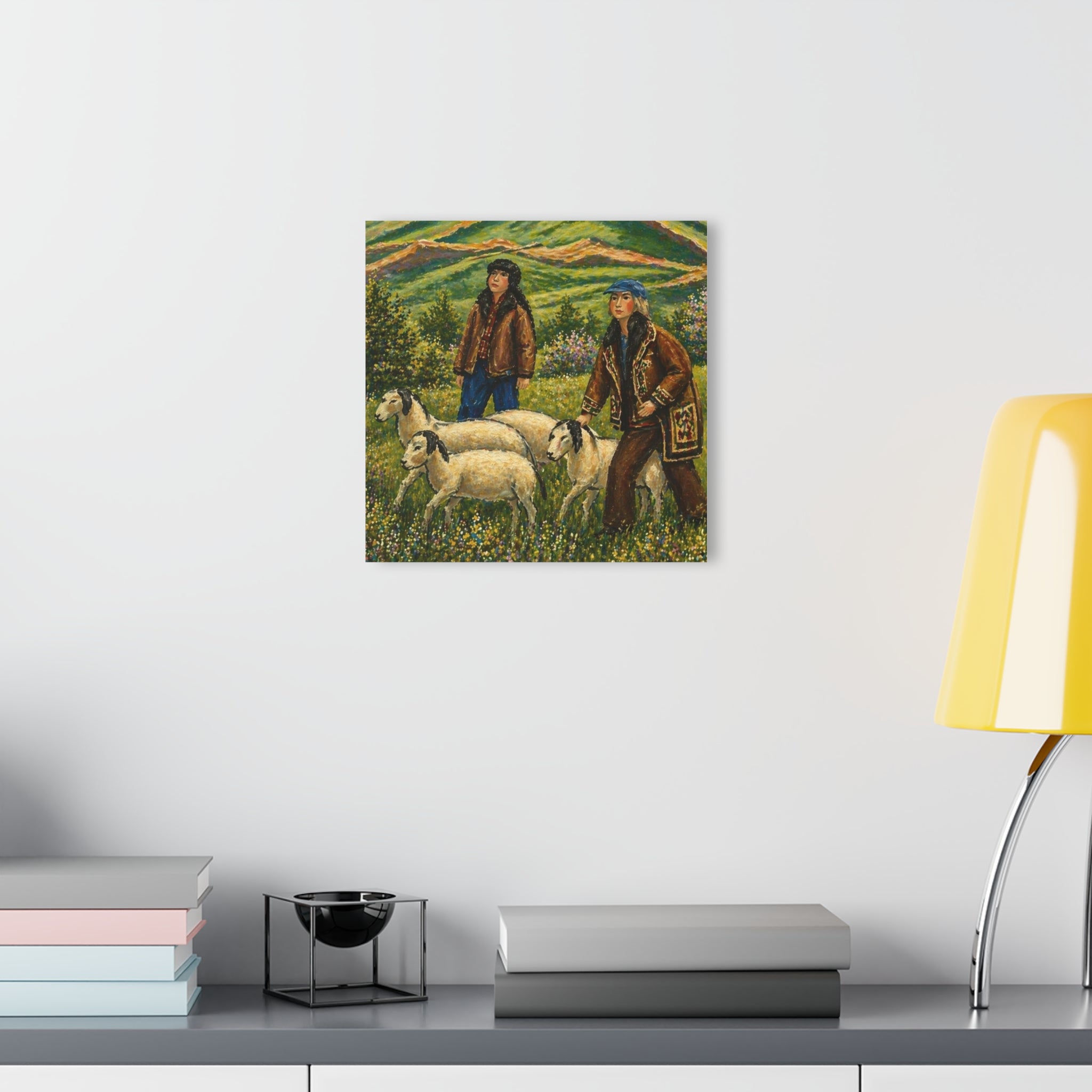 Mountain Shepherds – Rustic Countryside Acrylic Wall Art