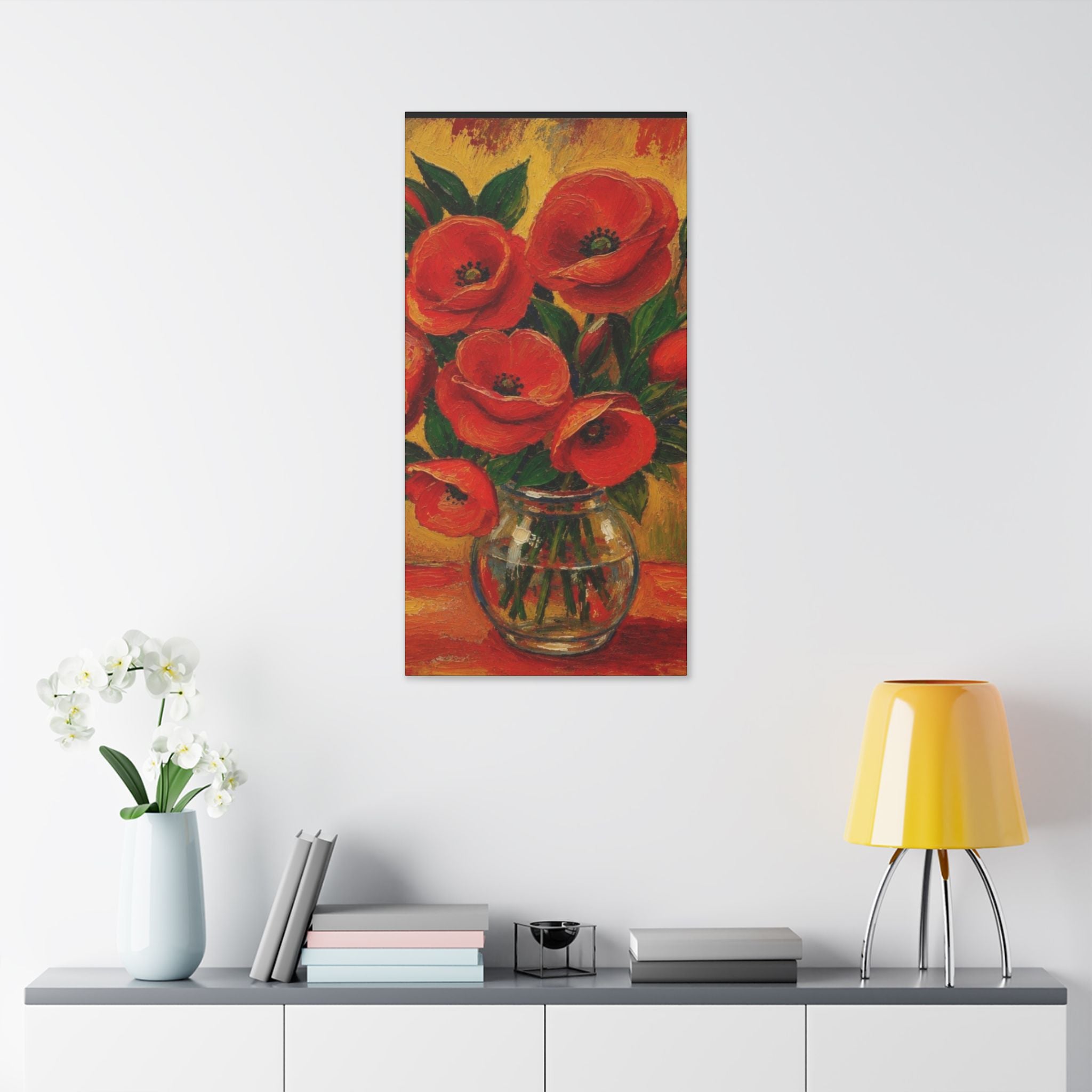 Crimson Poppies in Golden Light  Classic Stretched Canvas