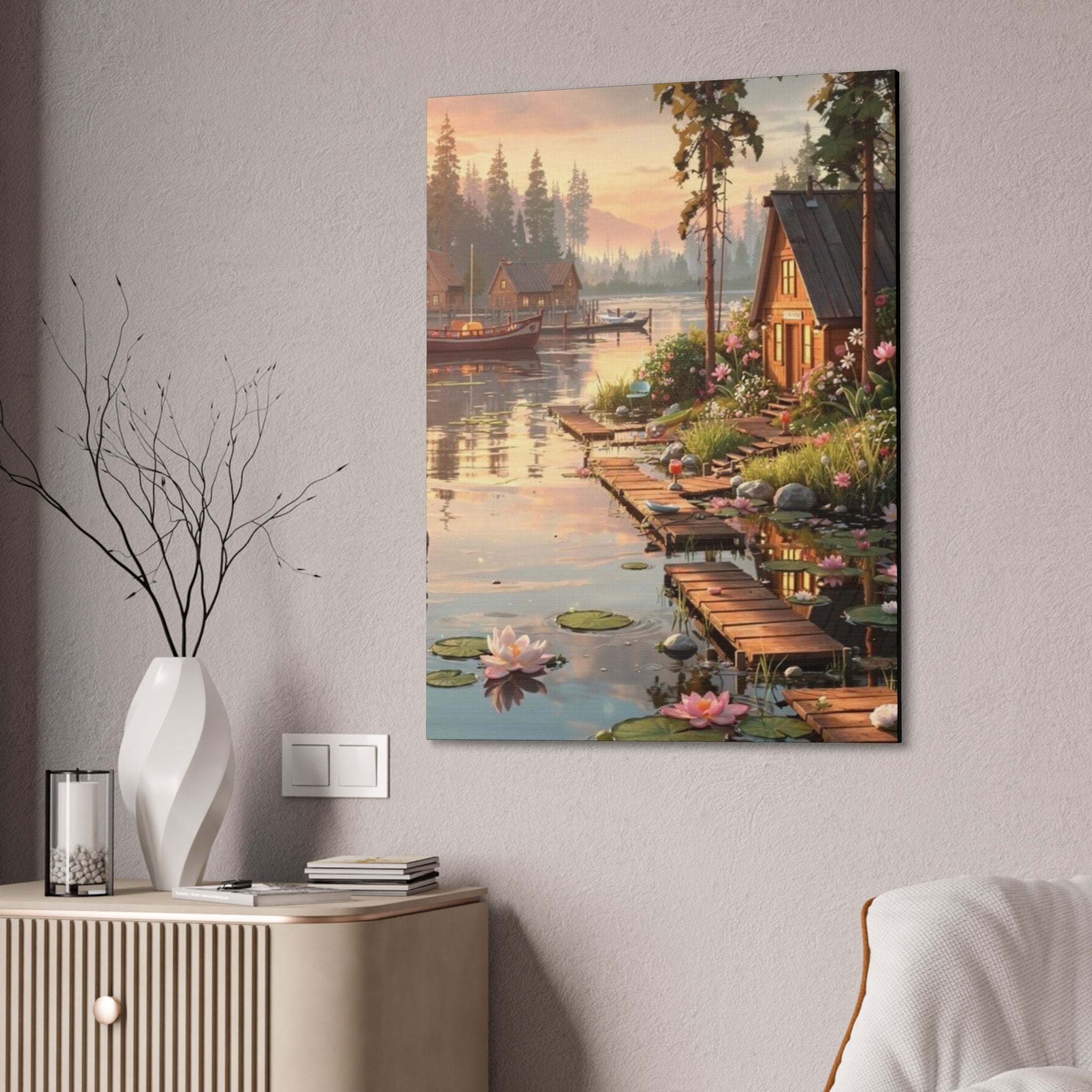 Lakeside Dreams at Dawn   Canvas Stretched, 0.75"
