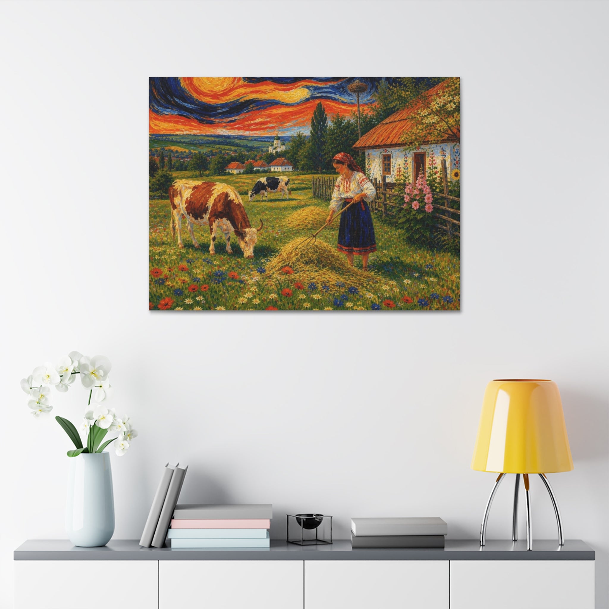 Harvesting Under a Golden Sky  Canvas Stretched, 1.5''