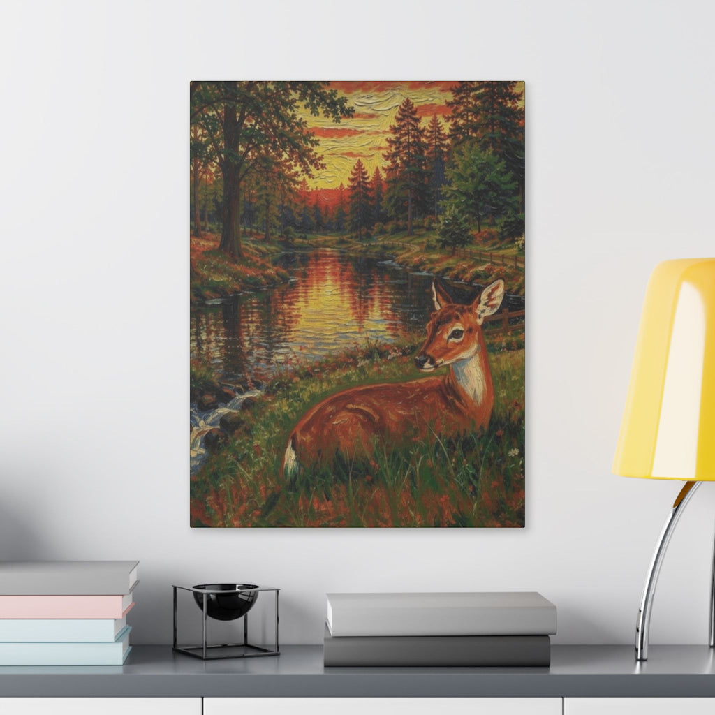 Twilight Guardian by the Woodland Stream  Classic Stretched Canvas
