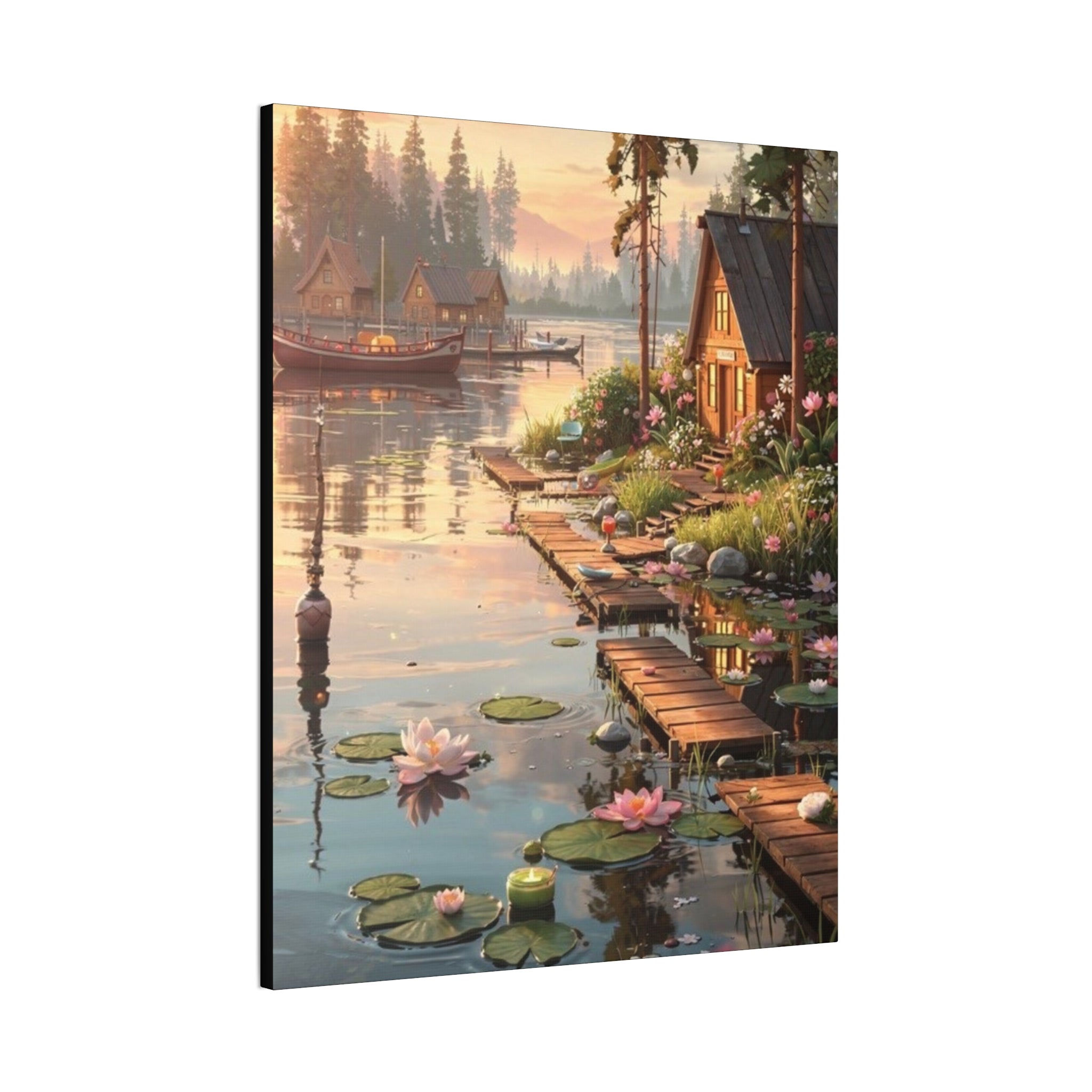 Lakeside Dreams at Dawn   Canvas Stretched, 0.75"