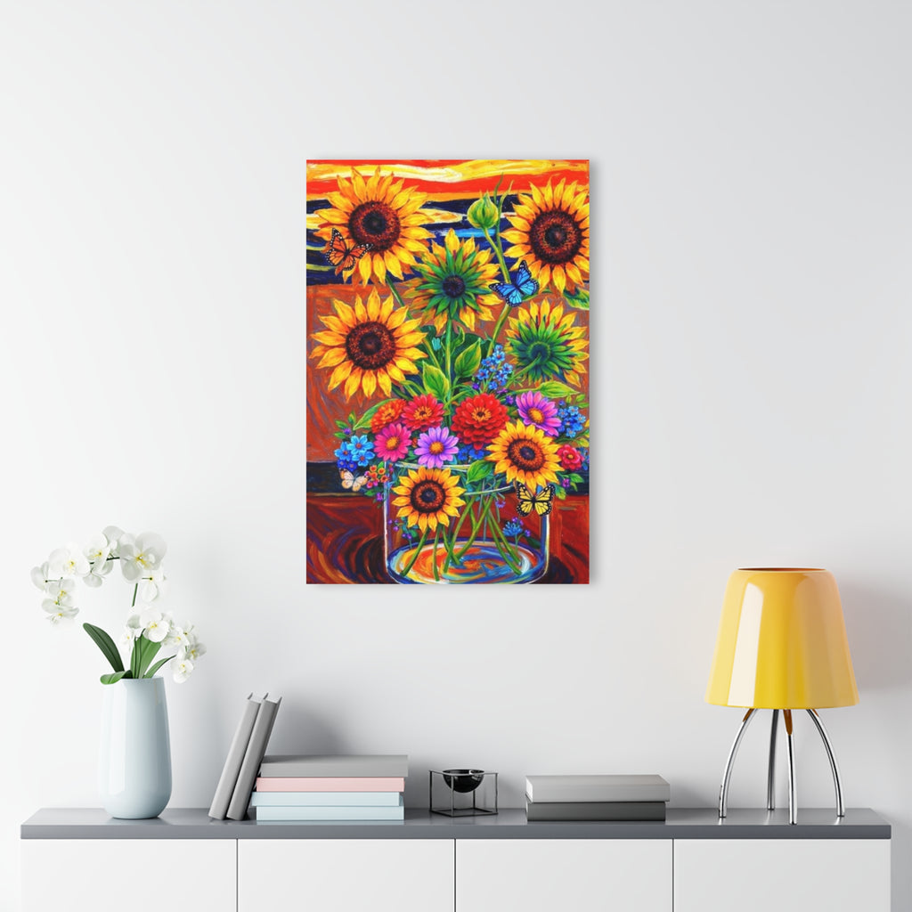Sunflower Symphony Vibrant Floral Bouquet Art Print