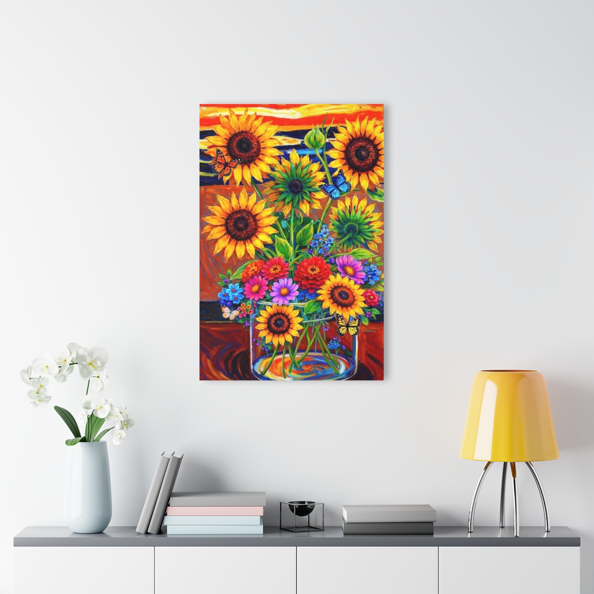 Sunflower Symphony Vibrant Floral Bouquet Art Print